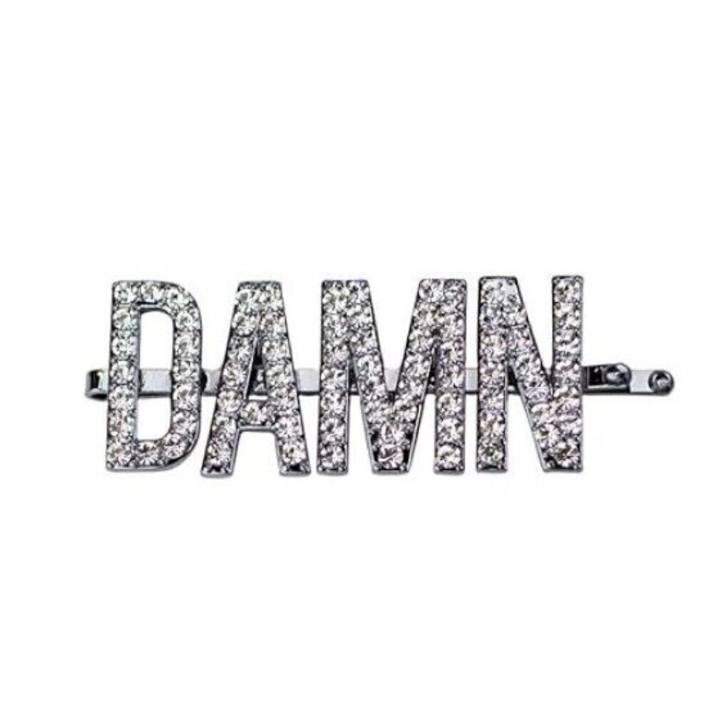 New Kitsch X Justine Marjan DAMN Rhinestone Bobby Pin Silver Color